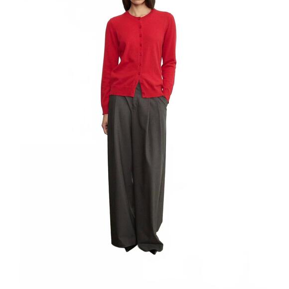 NEW ENZA COSTA cashmere fitted cardigan in classic red